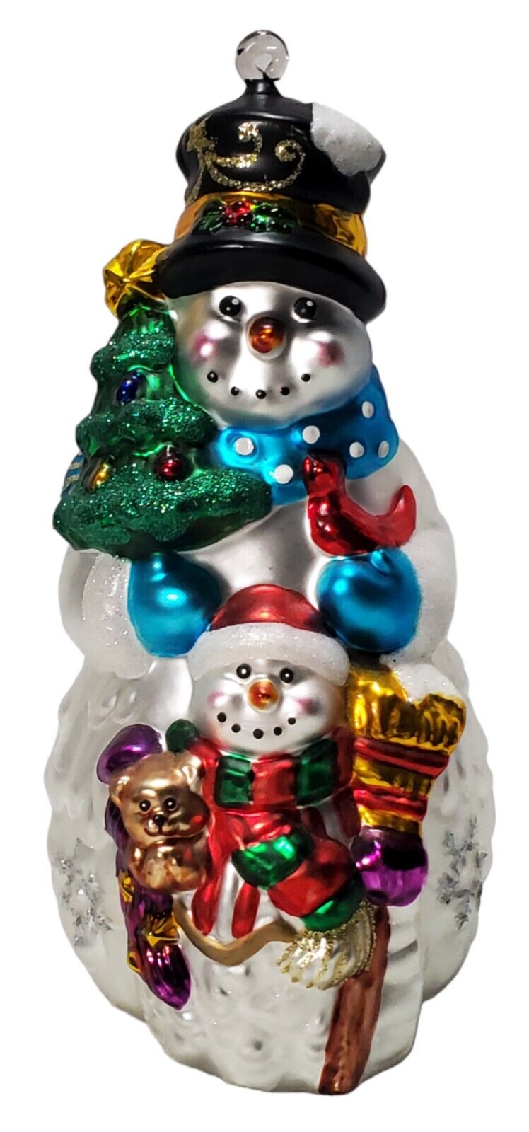 Vintage Snowman Christmas Ornament  Handmade Mercury Glass 11 Inch Xmas Decor