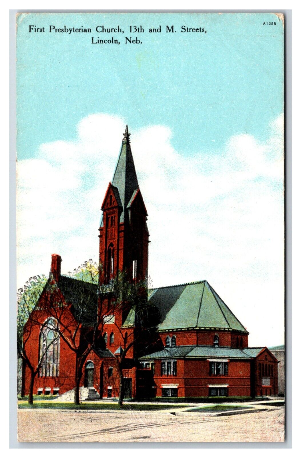First Presbyterian Church Lincoln Nebraska 1911 DB Postcard V16