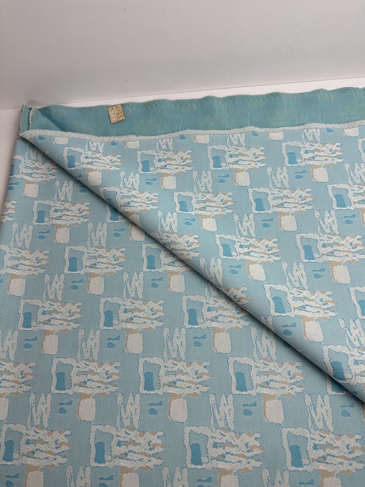 Vtg 70s Double Knit Poly Fabric Light Blue 1.5 Yards  54” Wide X 59.9”