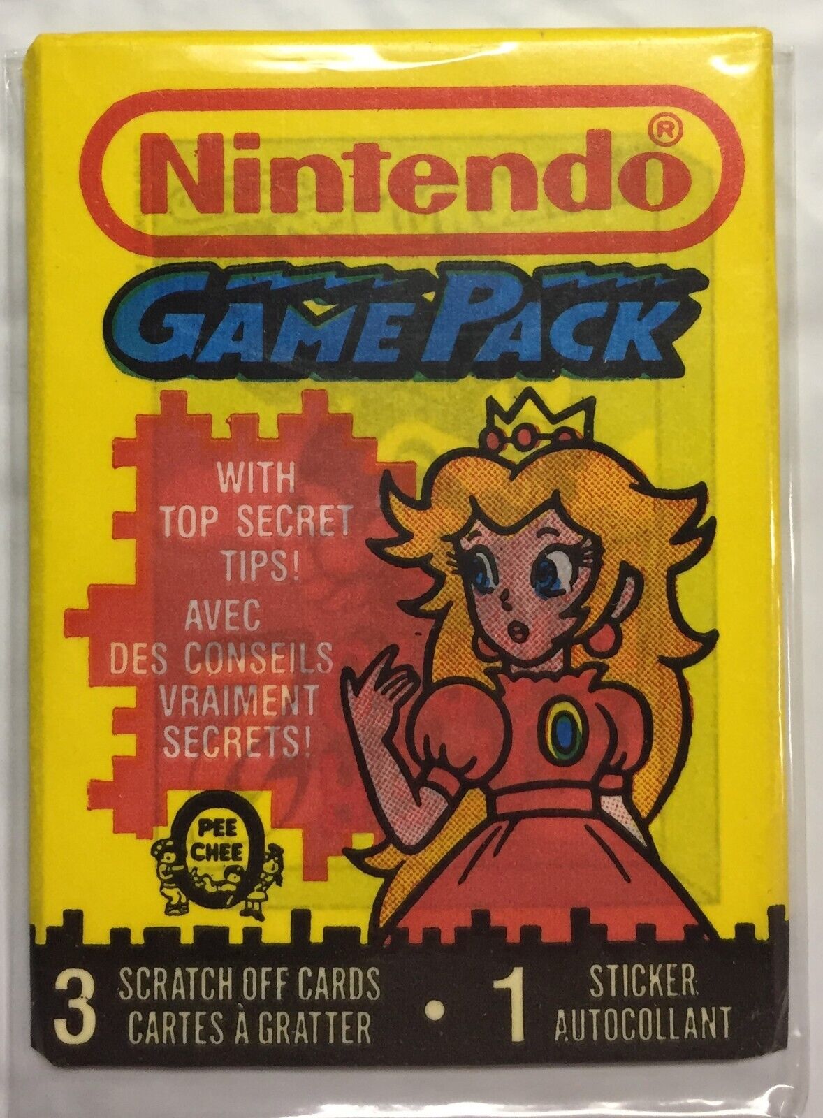 1989 OPC Nintendo Game Pack with Peach Cover Sealed Wax Pack - Vintage