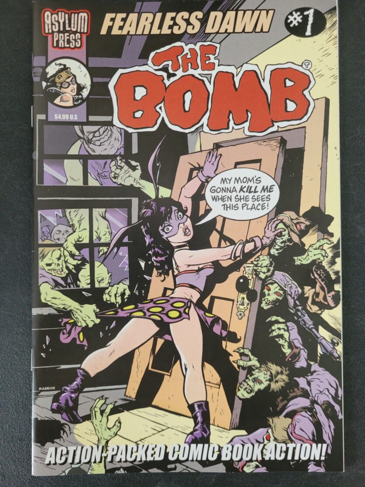 FEARLESS DAWN: THE BOMB #1 (2023) ASYLUM PRESS STEVE MANNION AMAZING COVER B