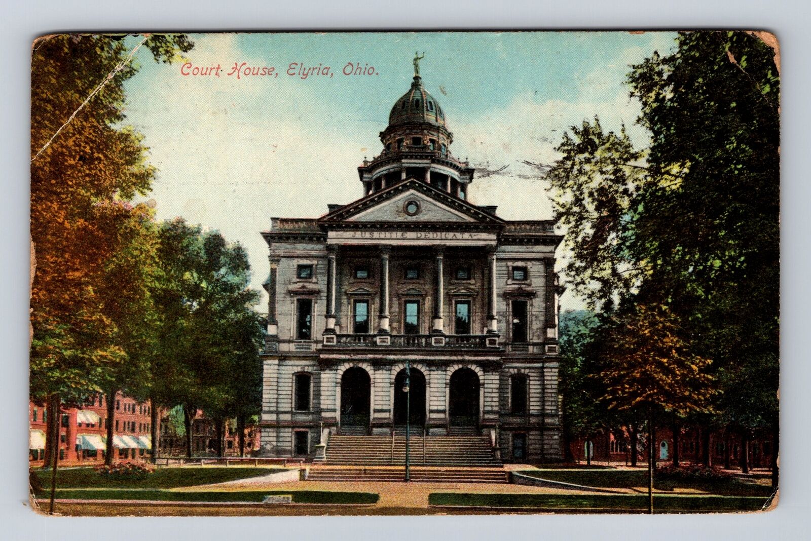 Elyria OH-Ohio, Courthouse, Antique, Vintage c1911 Souvenir Postcard