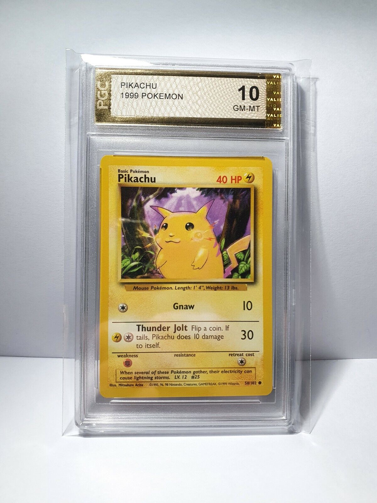 1999 Pokemon Pikachu PGC 10 Gem Mint Card 58/102