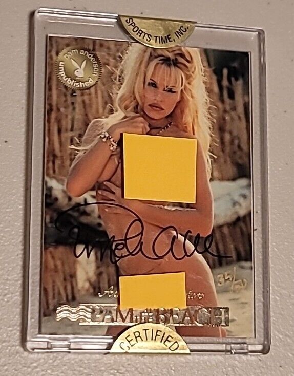 1996 Playboy Pamela Anderson Autograph Card #9 Pam at The Beach #35/50 COA Seal