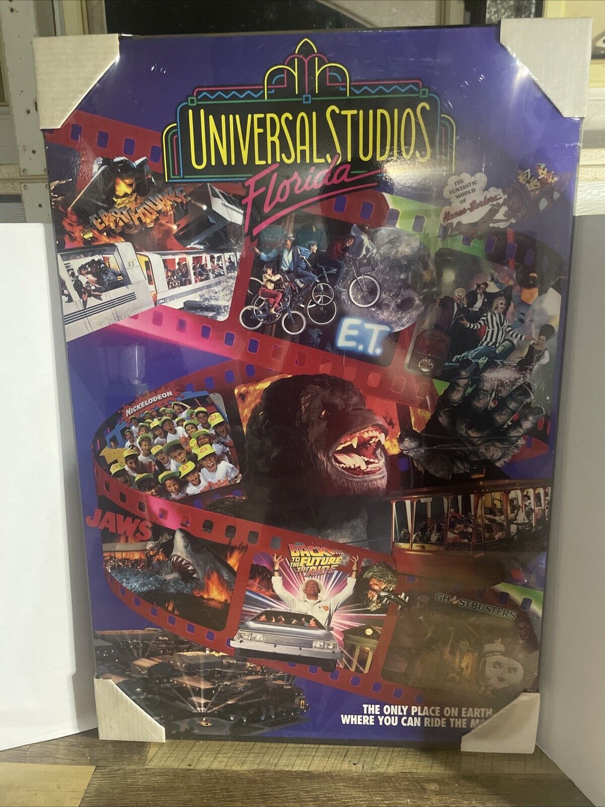 Universal Studios Florida Early 90’s Wooden Poster Rare Brand New 36 X 24