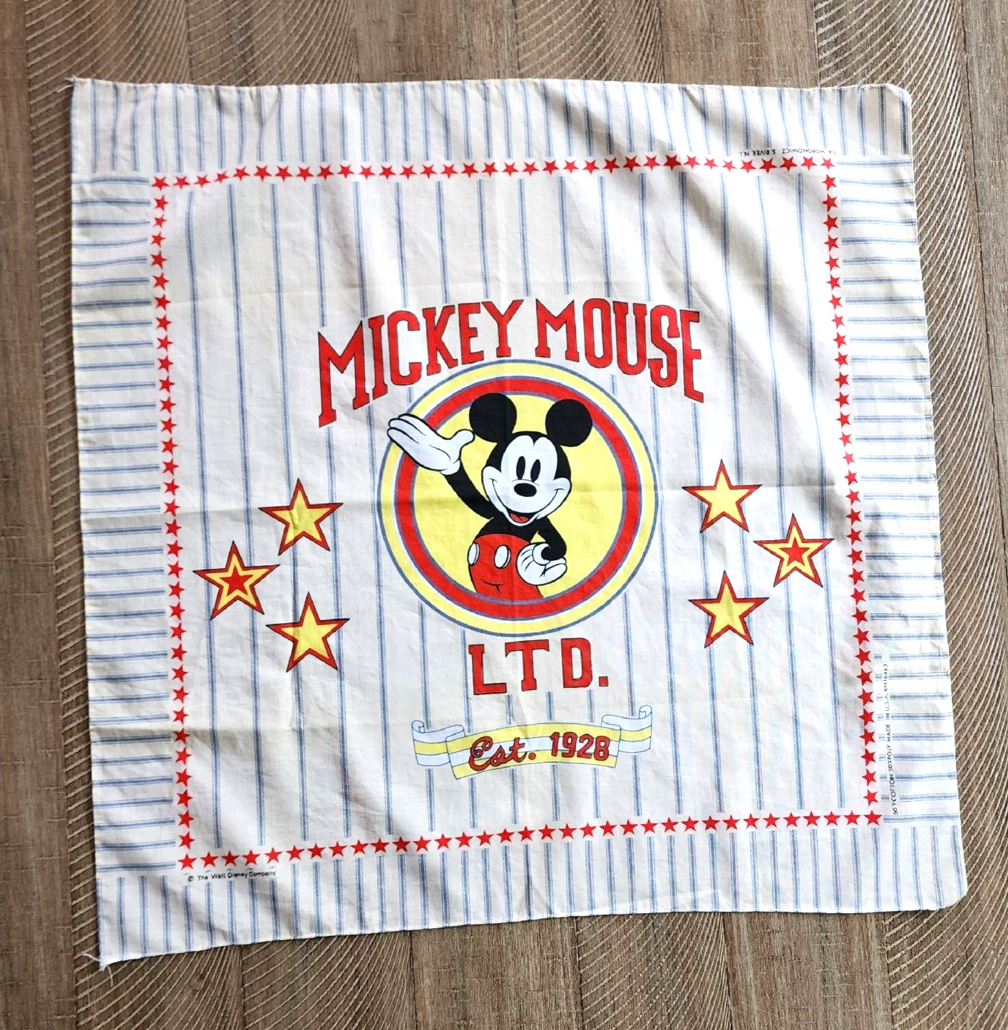 Vintage Walt Disney Mickey Mouse Cotton Bandana Scarf