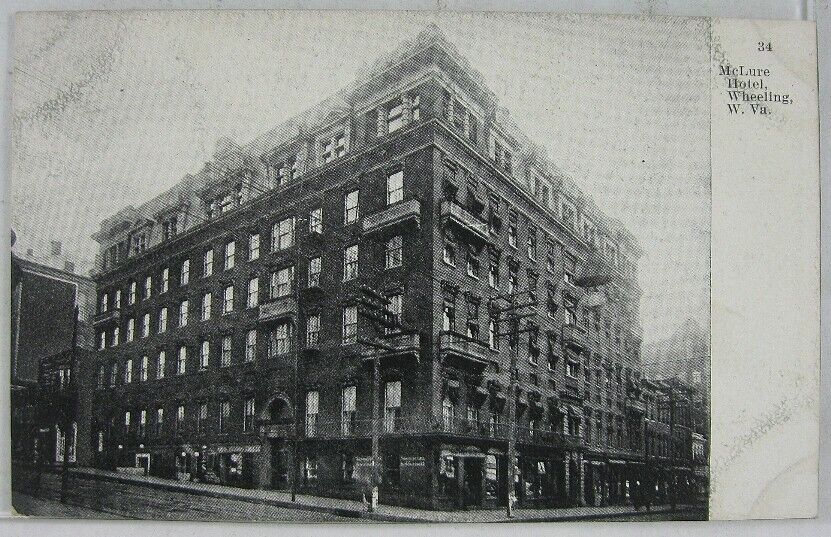 Antique 1910\'s Postcard McLure Hotel Wheeling, WV