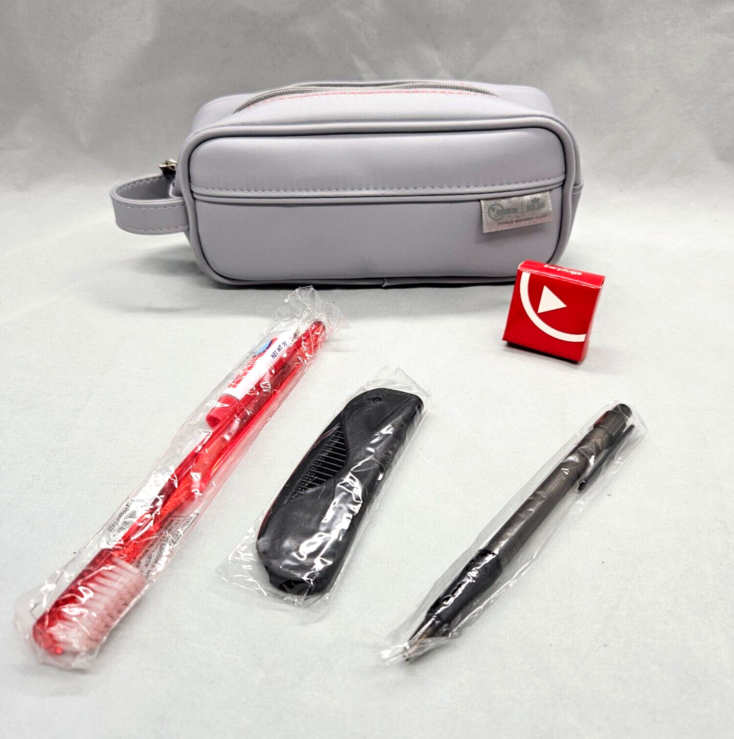 Northwest Airlines NWA KLM Amenity Kit Gray World Business Class Toiletry Bag