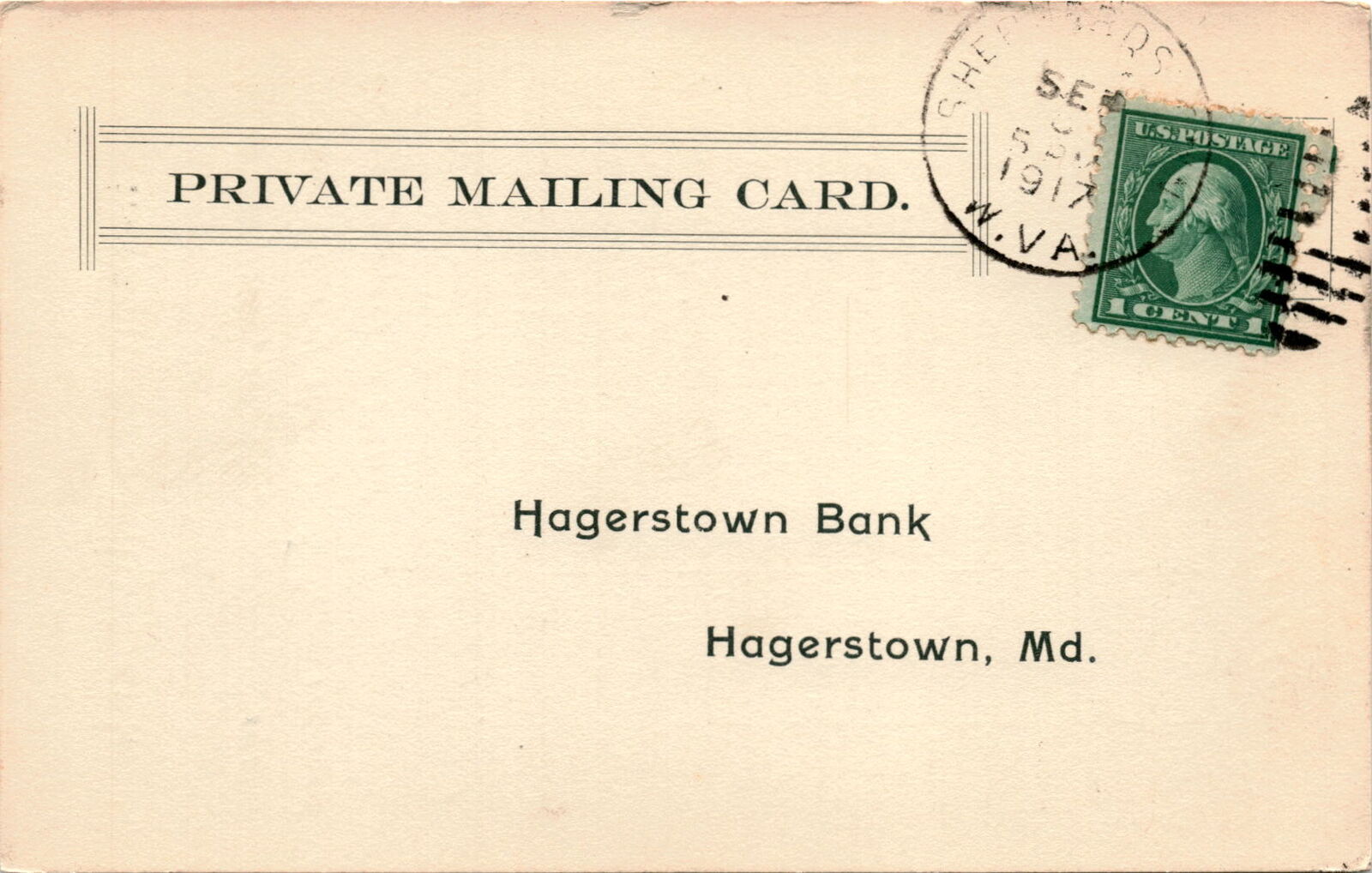 Hagerstown, Maryland, Shepherdstown, West Virginia, Jefferson Security Postcard
