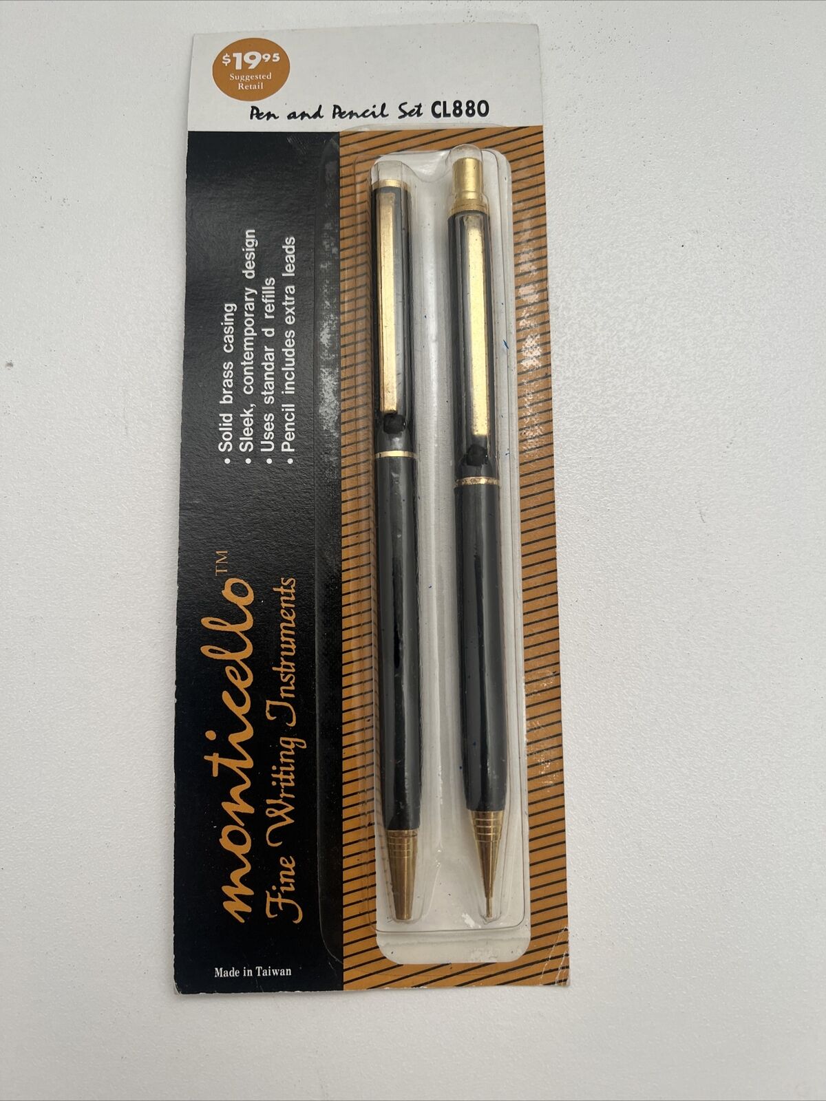 Vintage Monticello Pen and Pencil Set CL880, Brass Casing, New Unopened 1970’s