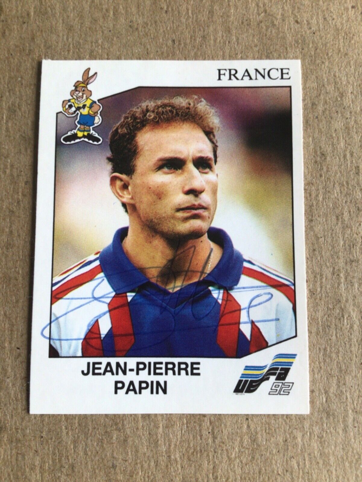 Jean-Pierre Papin, France 🇫🇷 UEFA Euro 1992 Panini hand signed