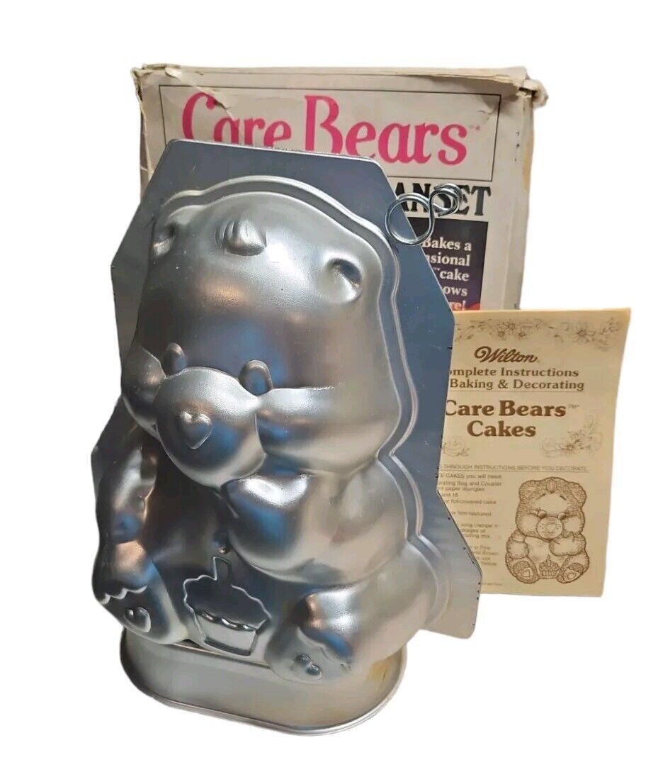 Vtg 1984 Wilton Care Bears Stand Up Cake Pan 3D Instructions Box Complete 