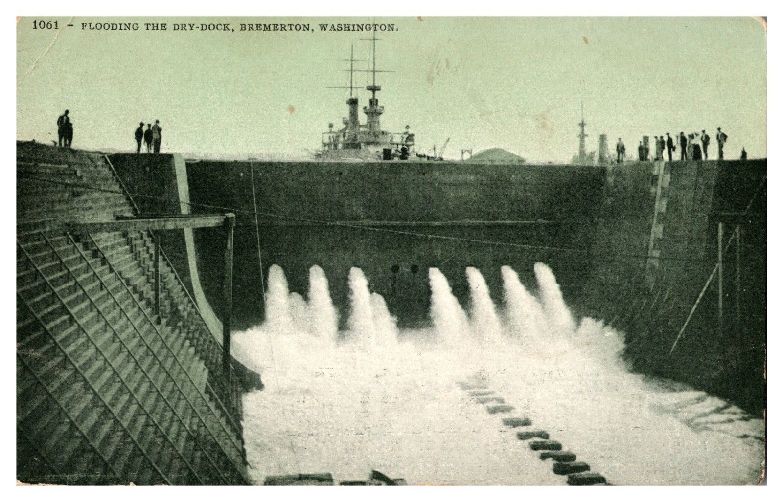 Flooding the Dry-Dock Bremerton Washington WA Join US Army Cancel 1920 Postcard