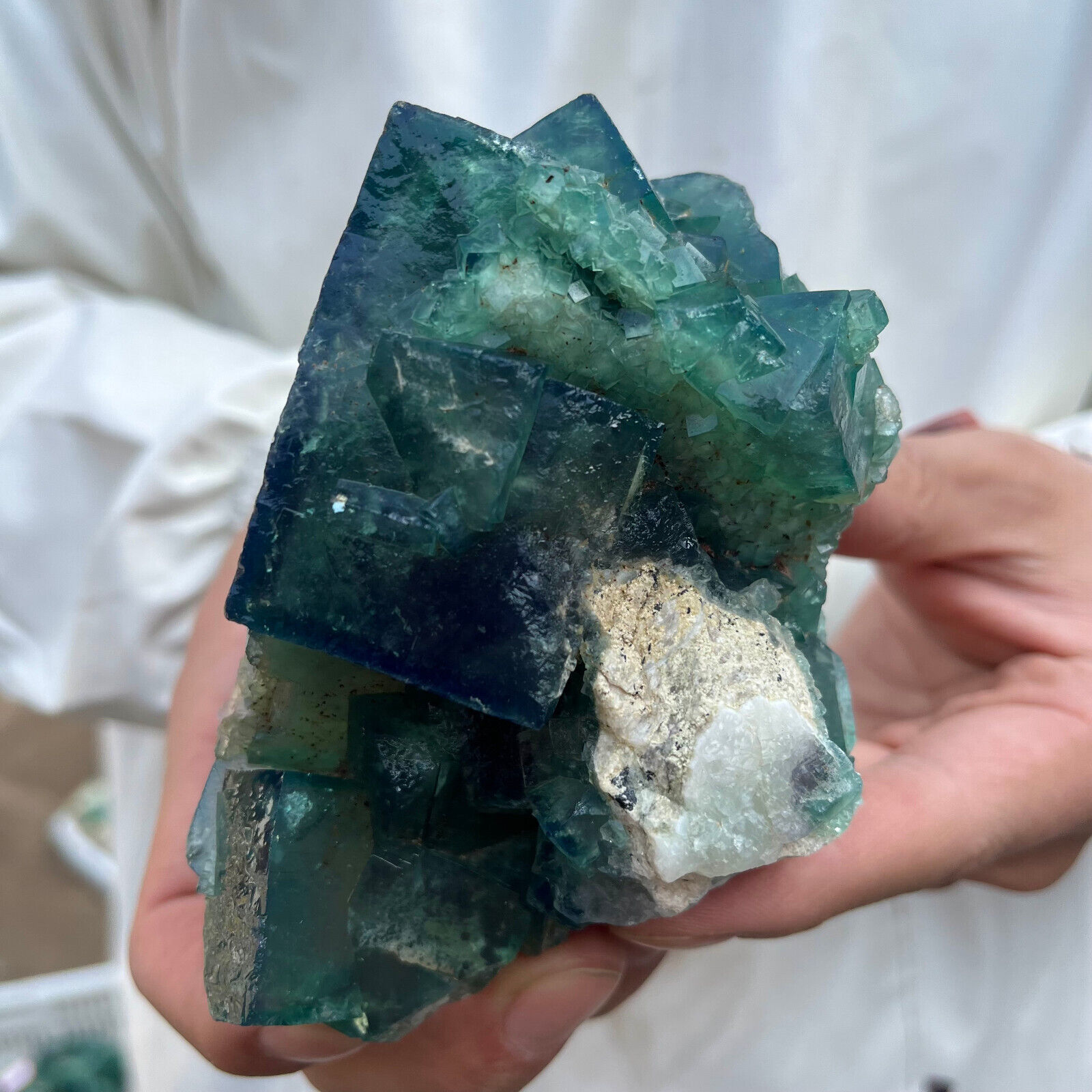515g NATURAL Green Cube FLUORITE Quartz Crystal Cluster Mineral Specimen