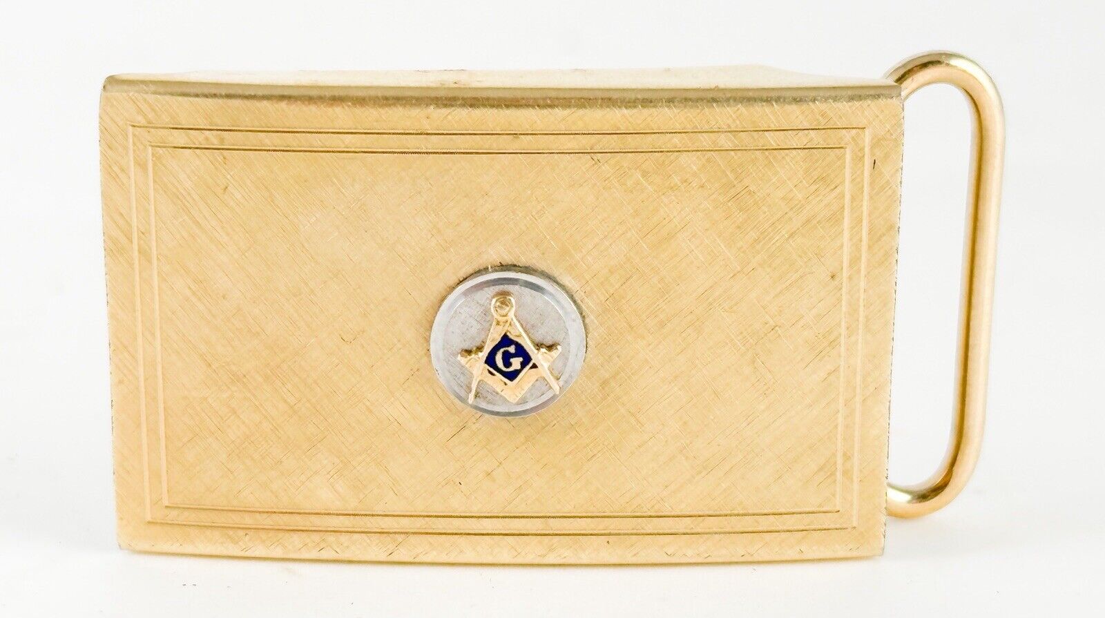 RARE Vintage Krementz Monel Freemason Masonic Belt Buckle 10kt Gold Pin Emblem