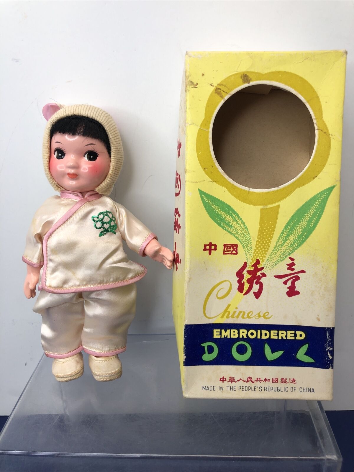 6” Vintage 1950’s 1960’s Chinese Doll In Bunny Outfit All original W/ Box #o