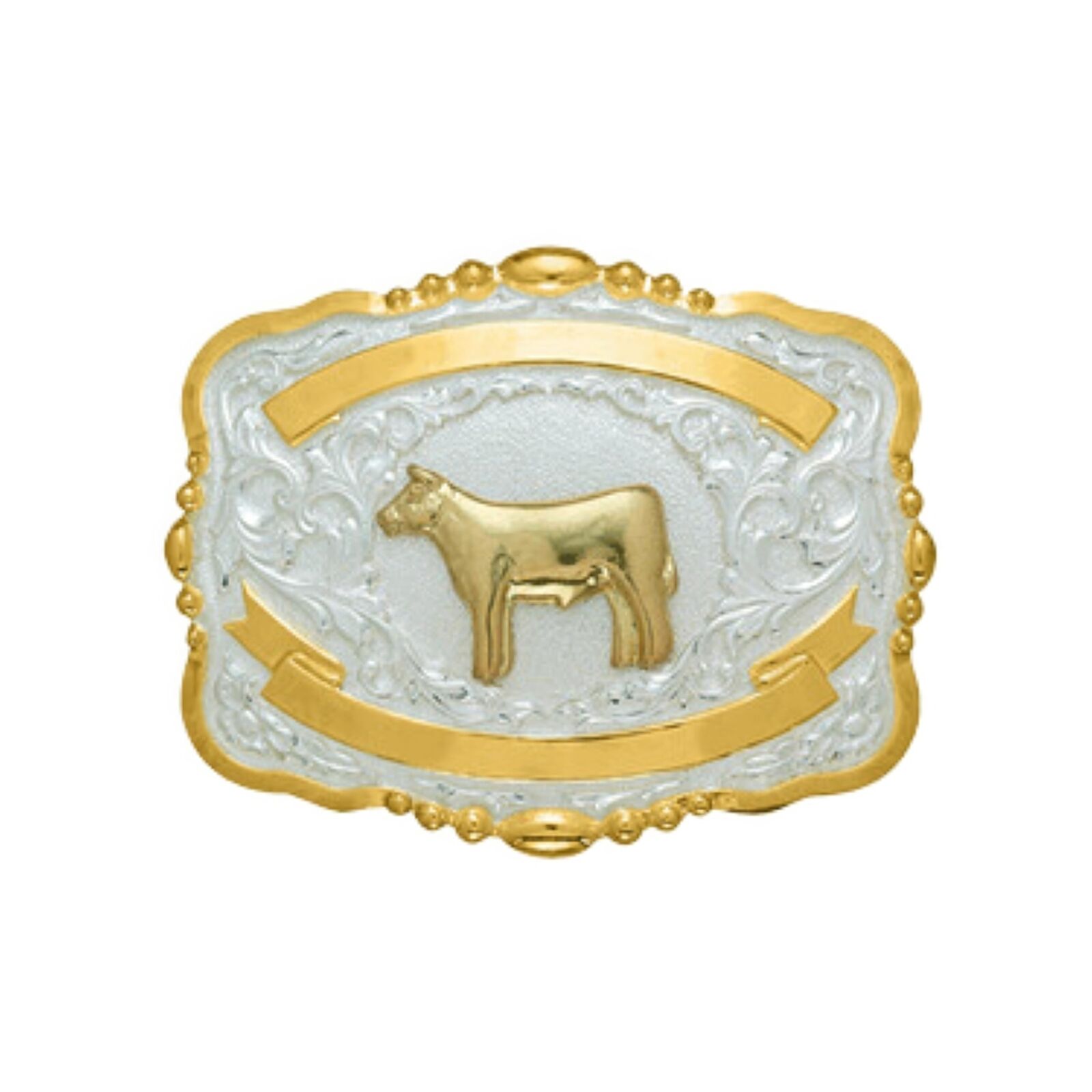 Crumrine Lighting Ridge Show Cow Trophy Buckle with Engravable Ribbons (Small)