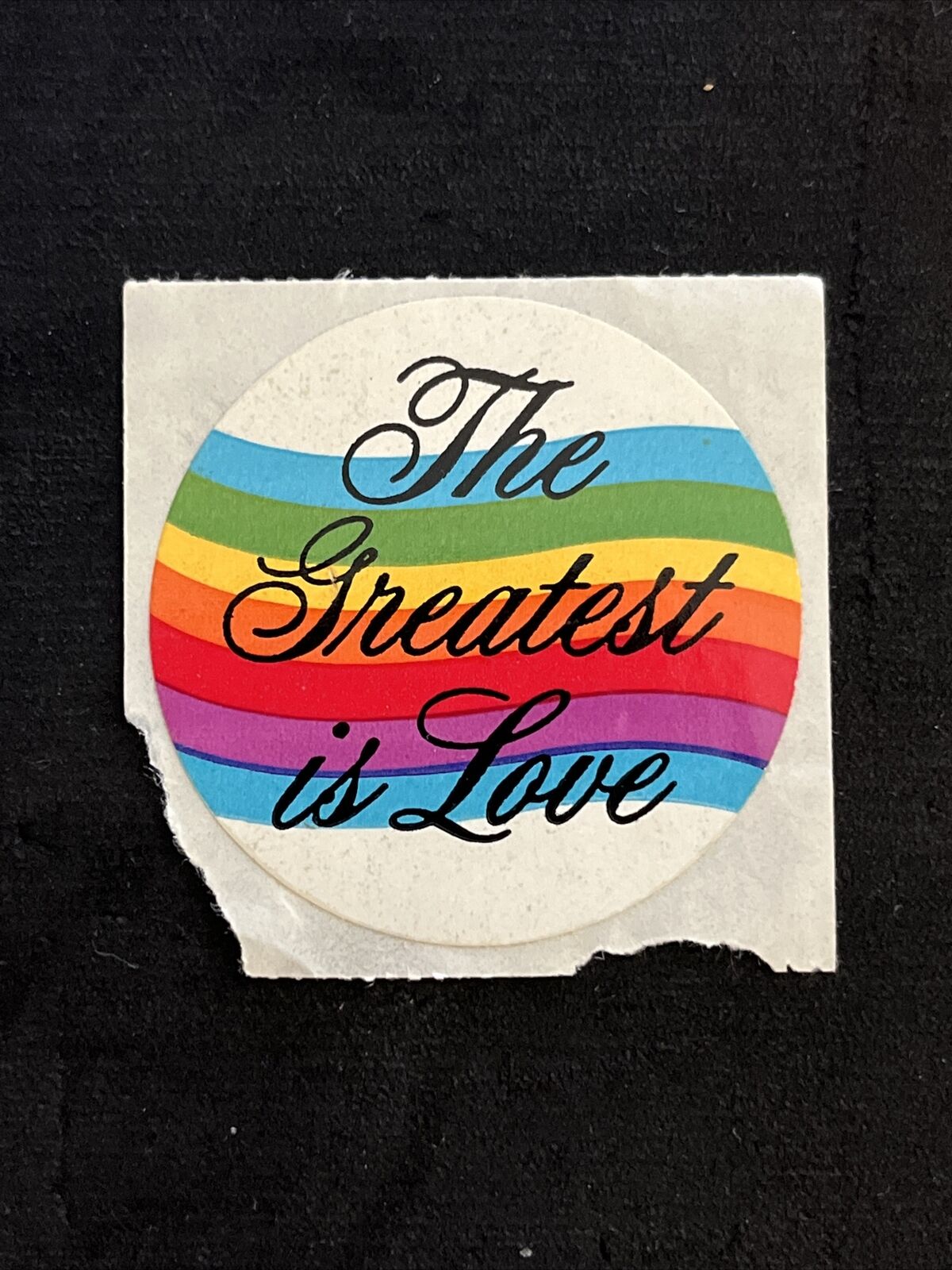Vintage 80’s “The Greatest Is Love” Rainbow Sticker - Rare