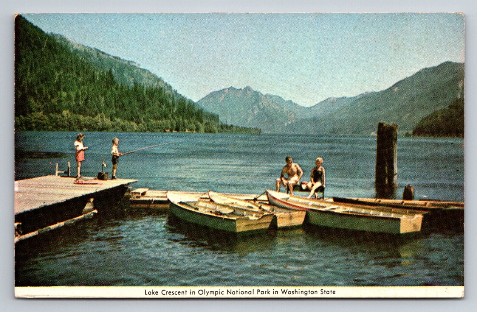 Lake Crescent Olympic National Park Washington State Vintage Unposted Postcard