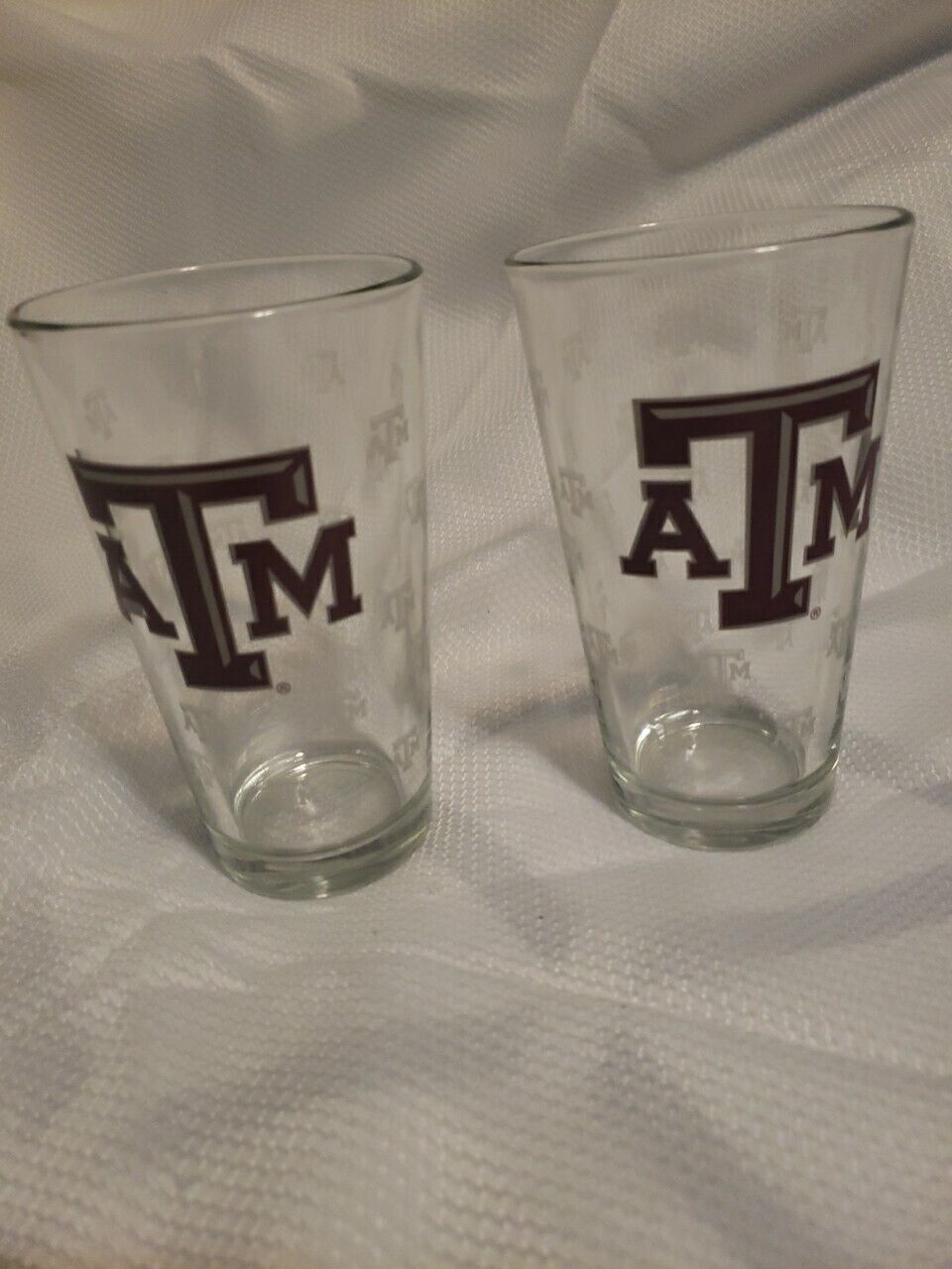 Texas A&M 2 Tall glasses, Memorabilia. Aggies. Maroon. 