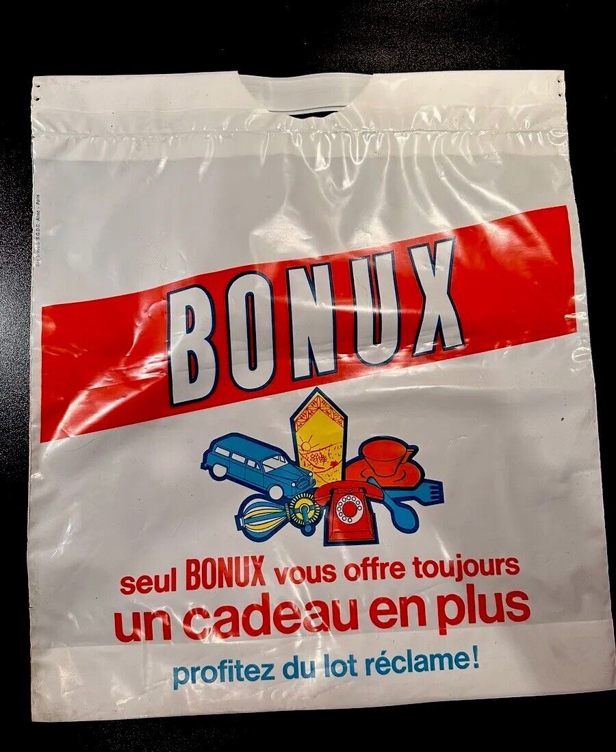 Rare Antique Vintage Lessive Bonux Large Plastic Advertising Bag