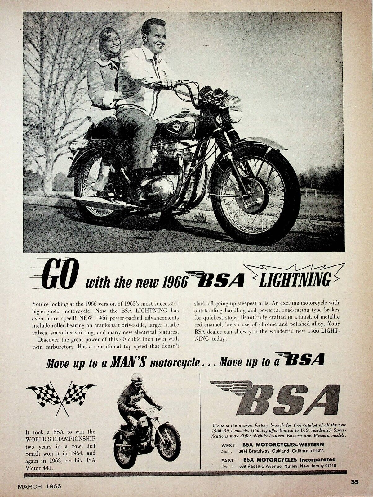 1966 BSA Lightning - Vintage Motorcycle Ad