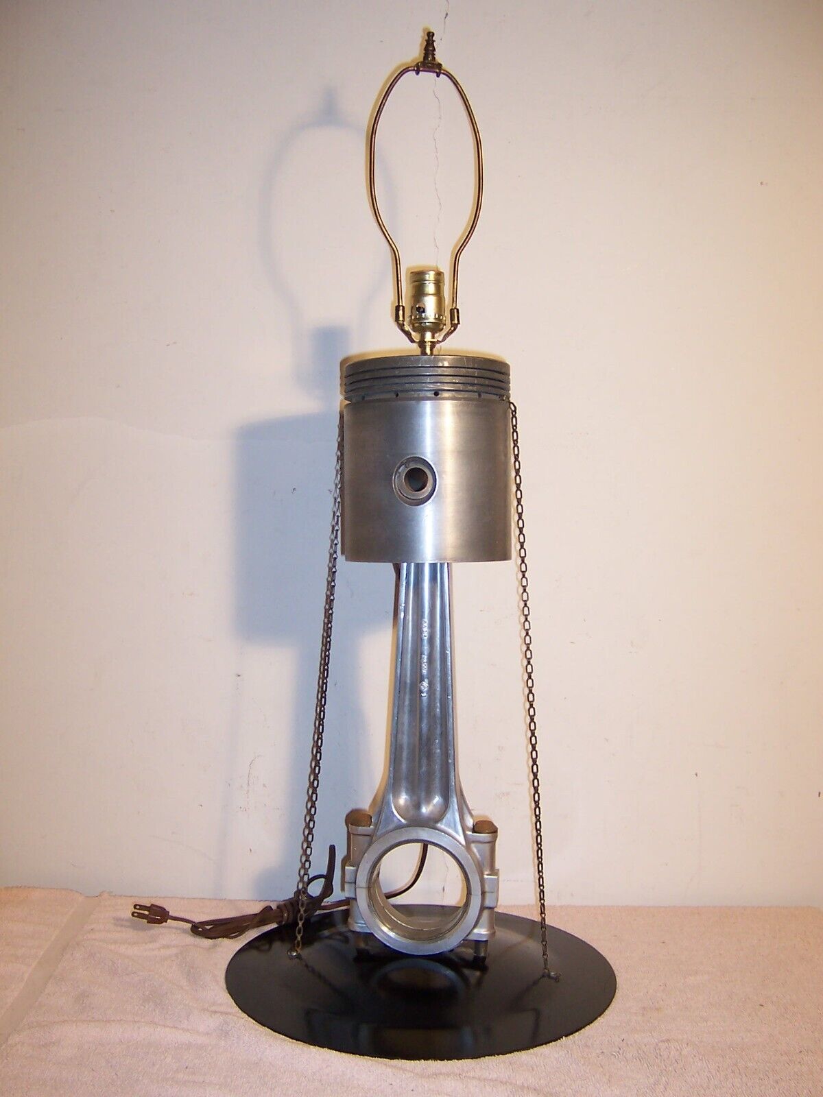 Large Vintage Handmade Piston Connecting Rod Table Lamp Old Repurposed Engine