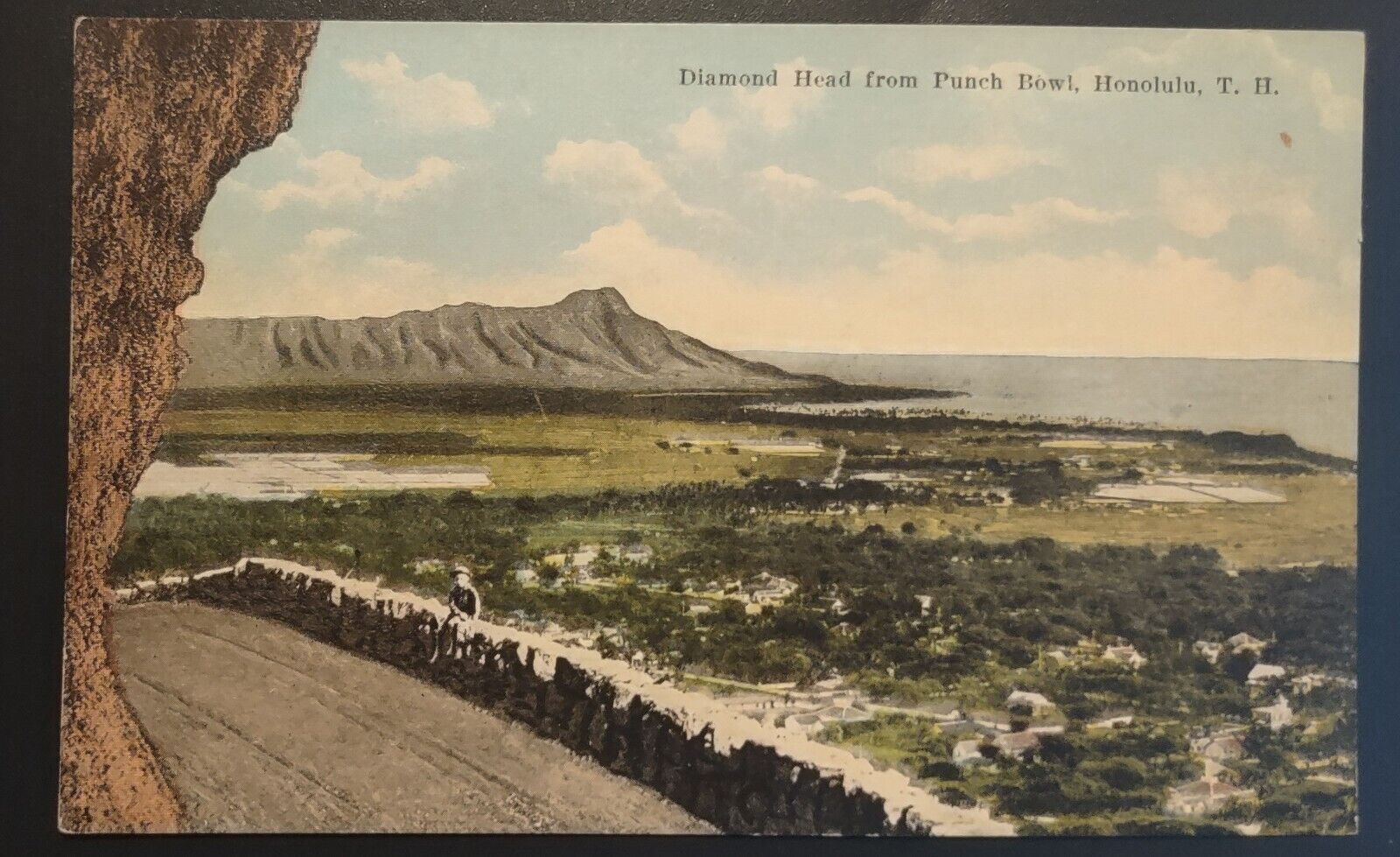 Postcard Diamond Head From Punch Bowl Honolulu T. H.