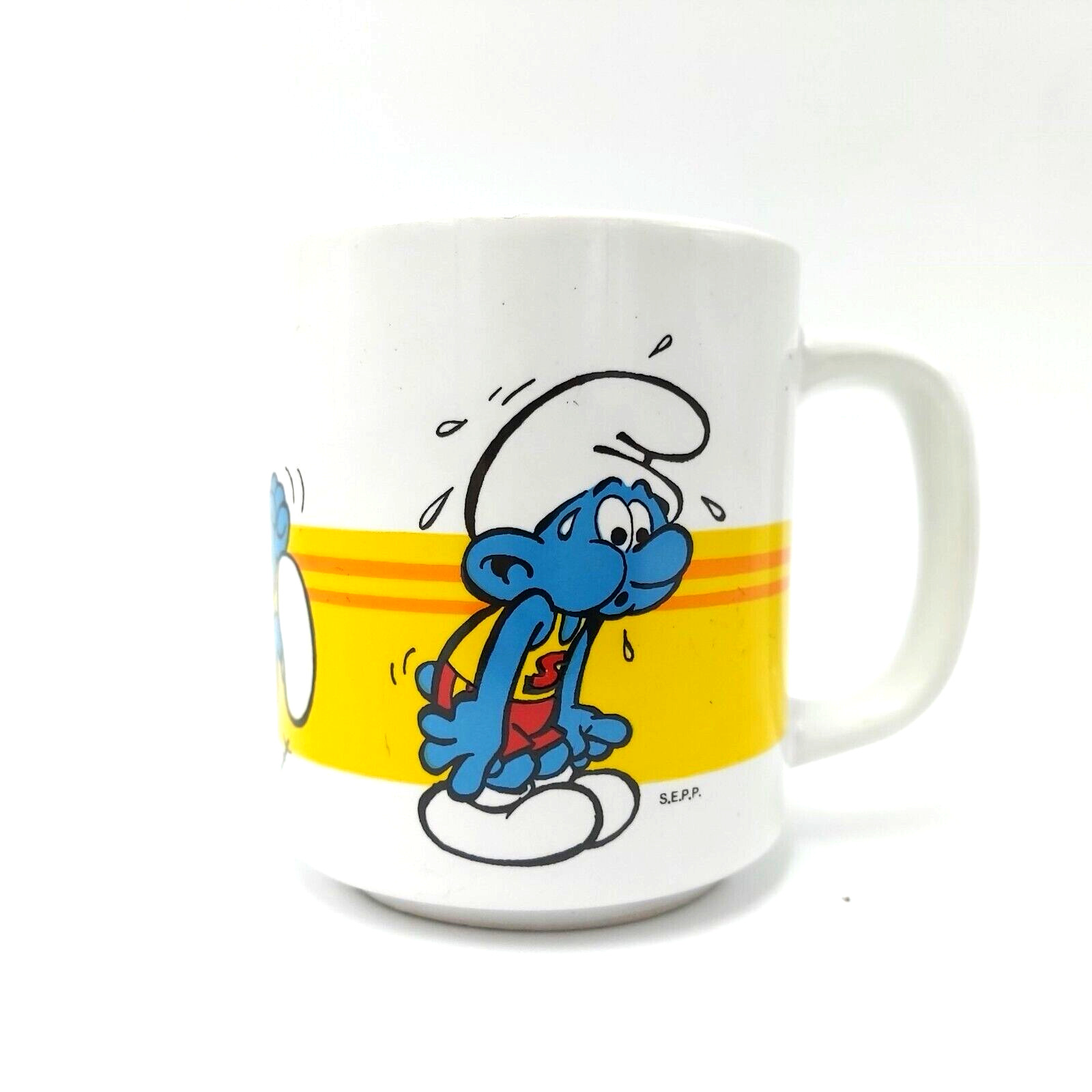 Sporty Smurf Mug-Signed by Peyo-Early 1980s-Marathon Runner-S.E.P..P