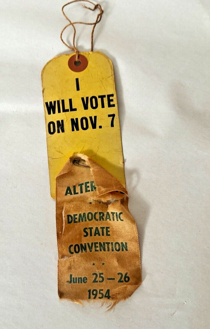Vtg Alternate Democratic State Convention 1954 League of Women Voters Ribbon