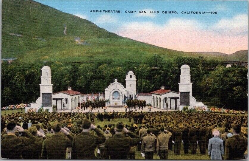 c1940s CAMP SAN LUIS OBISPO, California Postcard \
