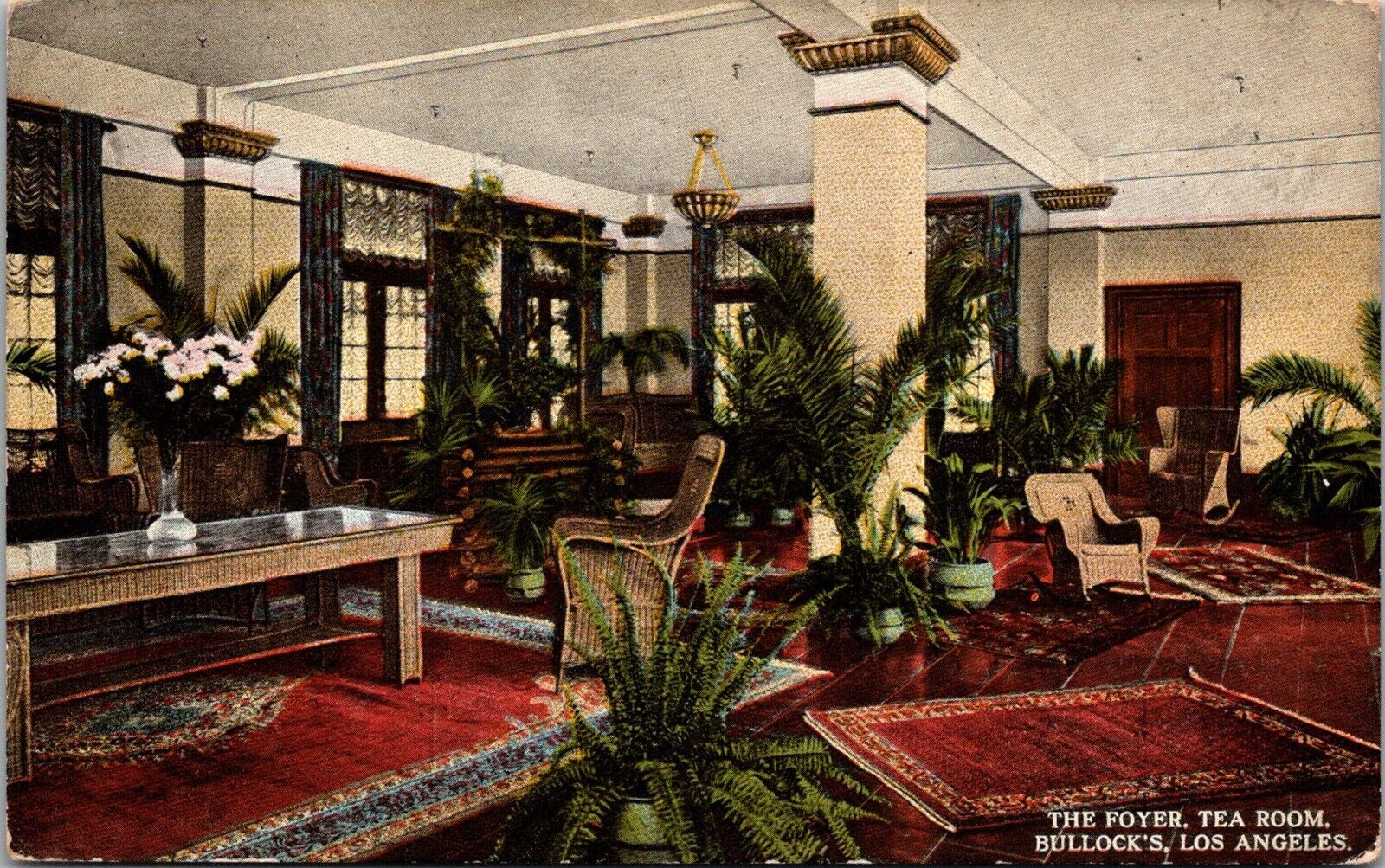 c1910 Postcard Bullock\'s Tea Room Foyer, Los Angeles CA JD8