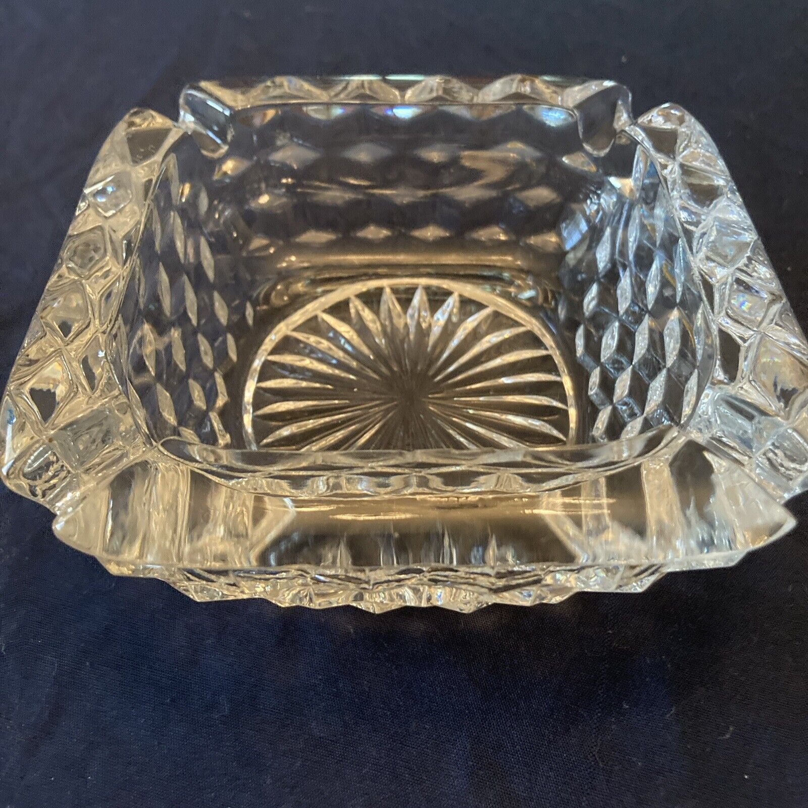 Vintage Fostoria American Clear Glass 4.5”Square Deep Glass Cigarette Ashtray