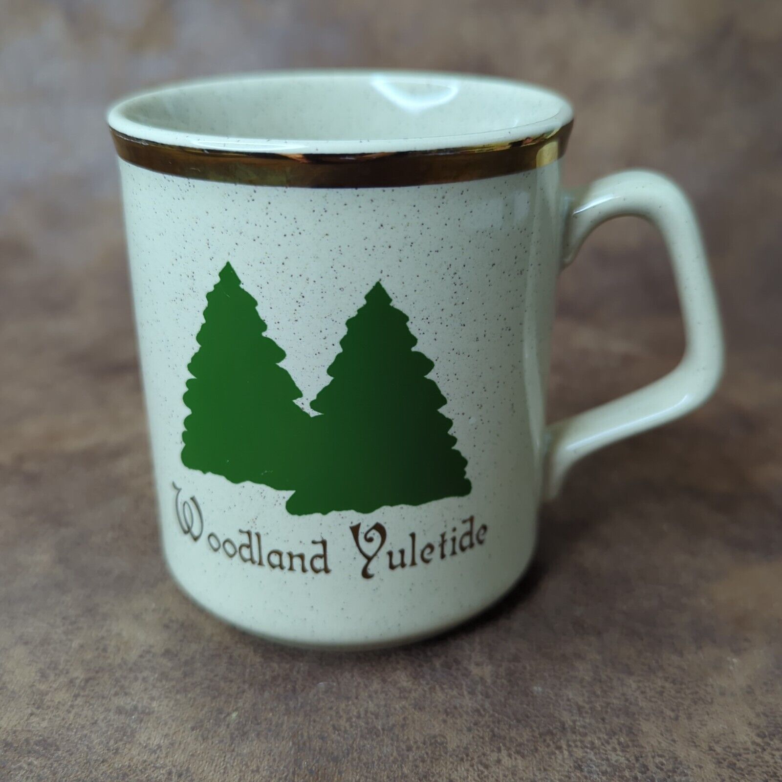 Vintage Holiday Winter Cup Mug Woodland Yuletide Trees England