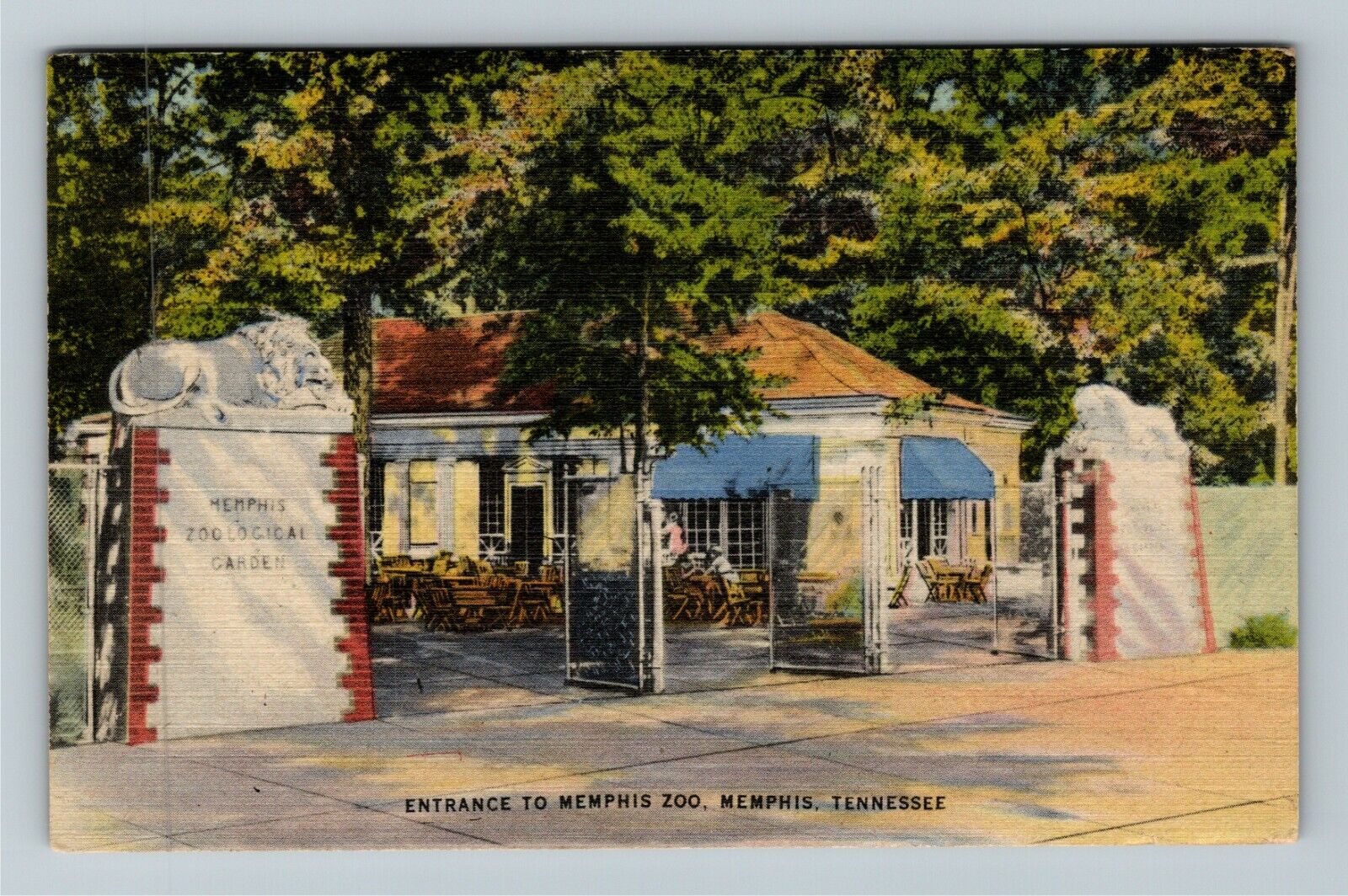 Memphis TN-Tennessee, Entrance To Memphis Zoo, c1946 Vintage Postcard