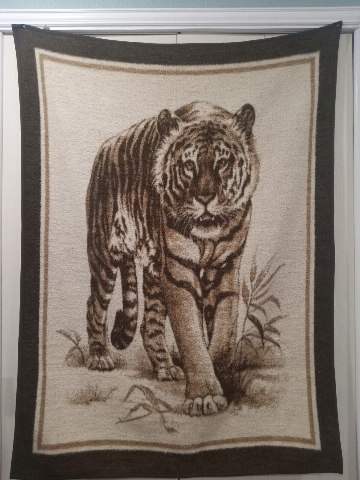 Vintage  Tiger Reversible Blanket 74x52
