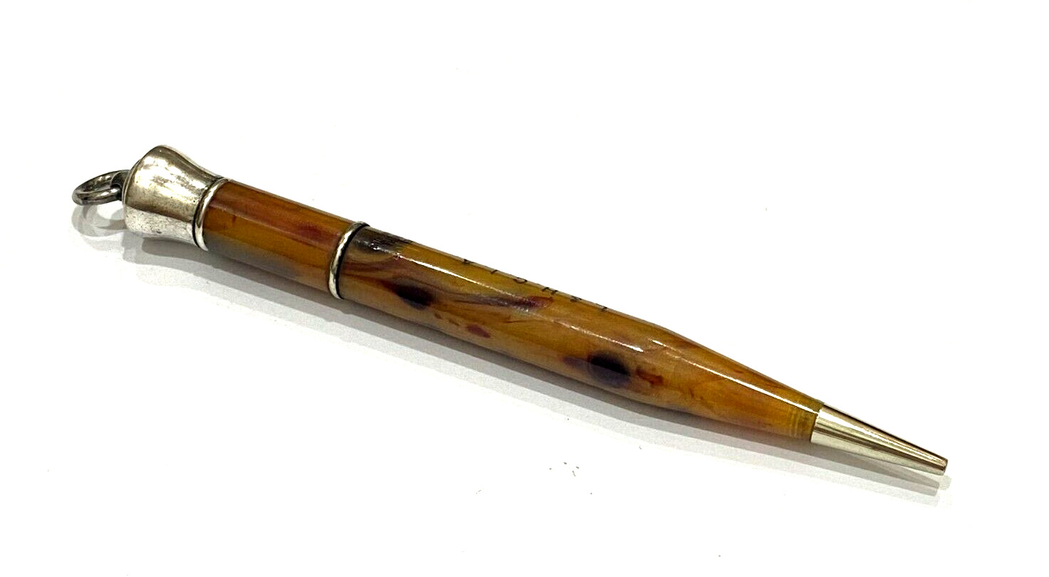 VINTAGE SAMPSON MORDAN EVERPOINT PENCIL IN YELLOW AND RED MARBLE WORKS FINE