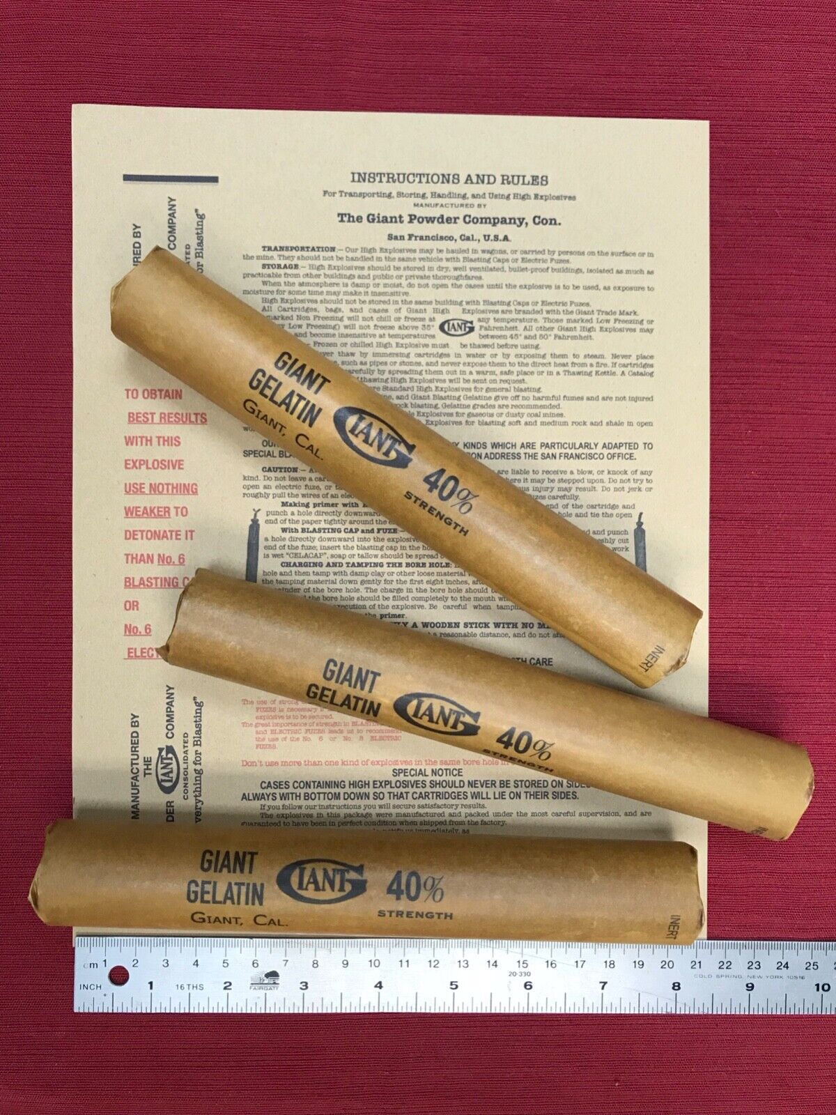 inert dynamite sticks, set of 3 with instructions, replica airsoft mine display
