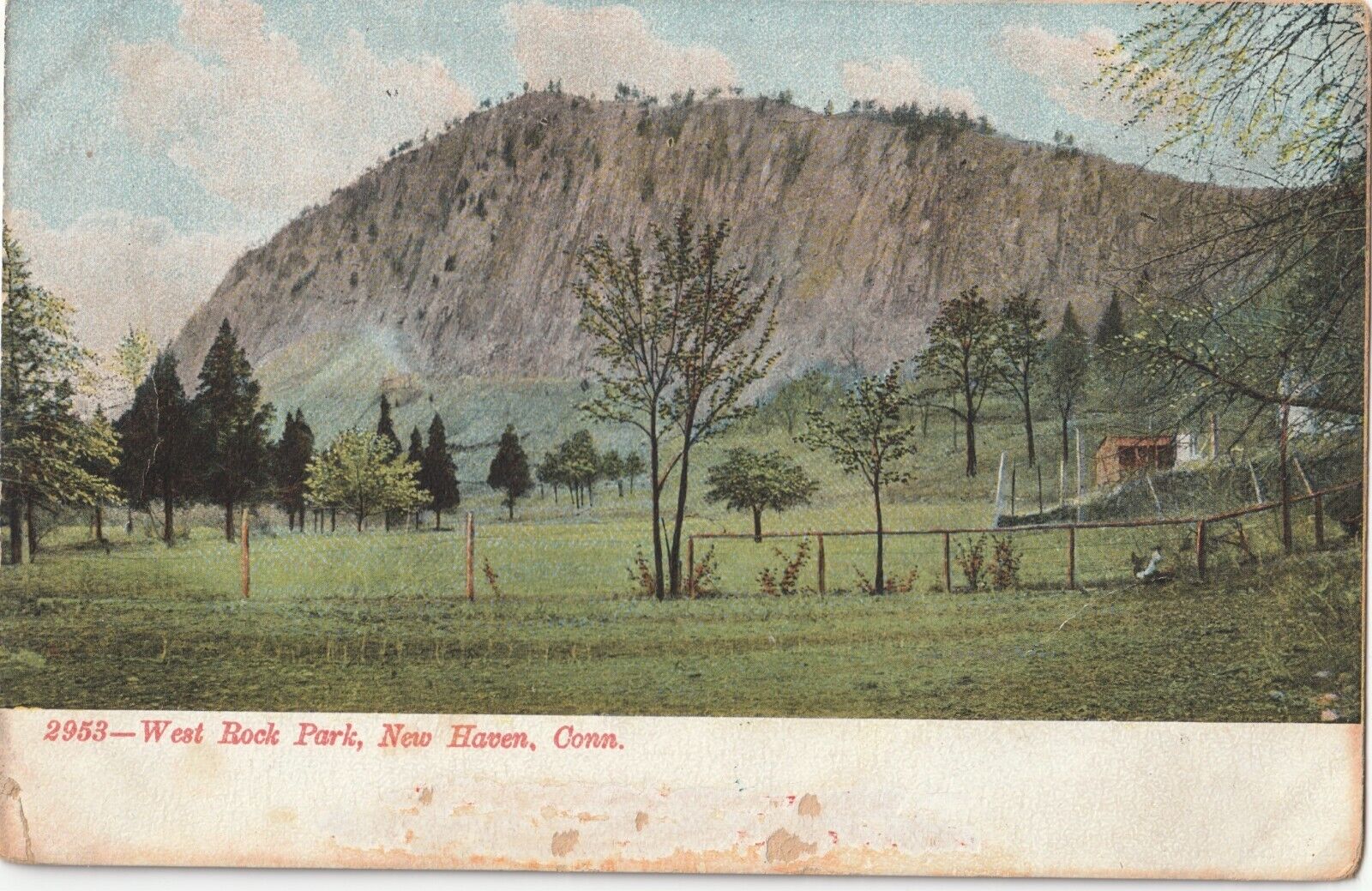 West Rock Park with health cure ad-New Haven, Connecticut CT-antique unposted