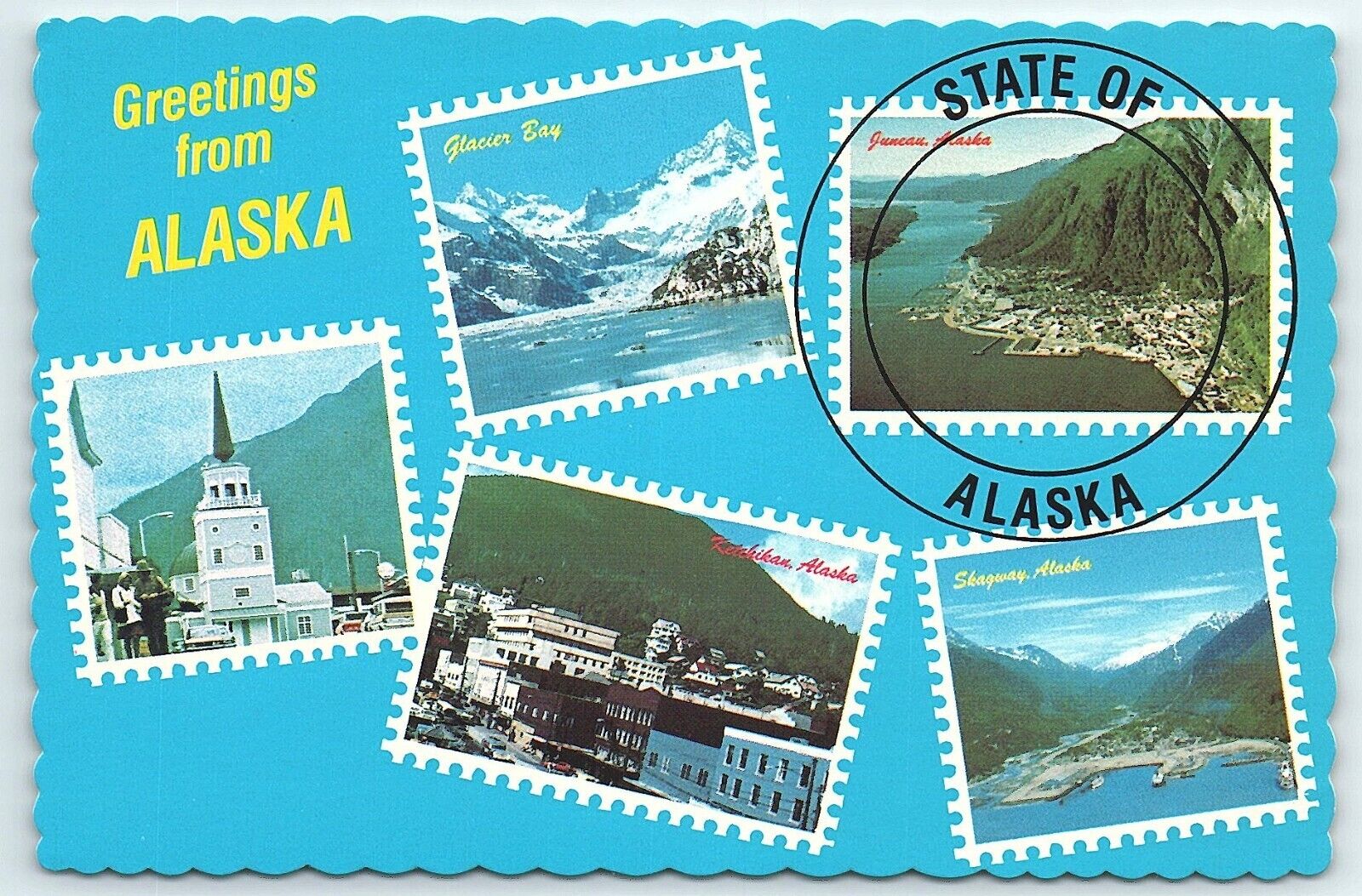 Greetings from Alaska AK UNP Chrome Continental Stamp Tour Southeast Cities