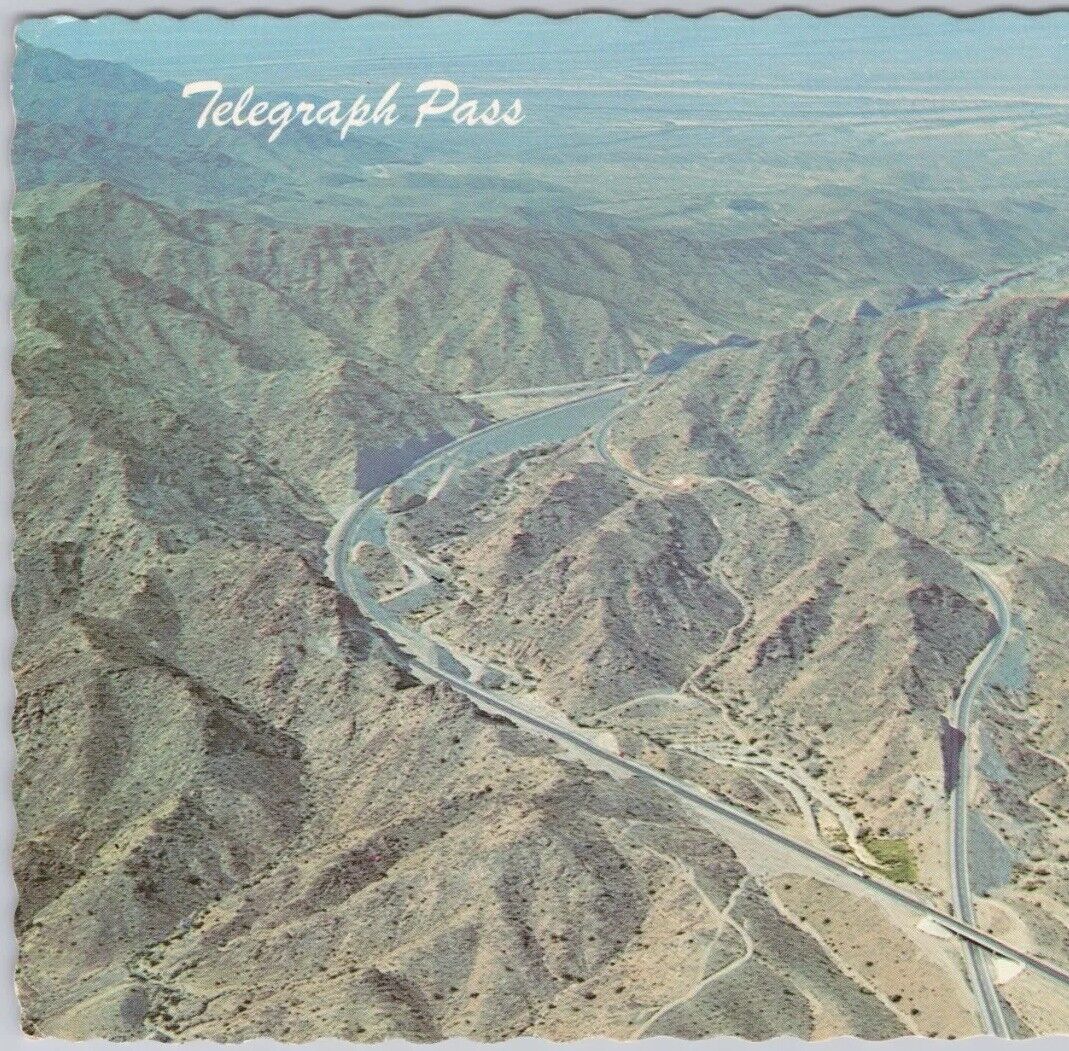 Aerial View Telegraph Pass Agricultural Area East of Yuma AZ Vintage Postcard