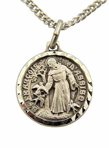dtc French Nickel Silver Patron Animals Saint Francis Medal Pendant (5/8 Inch)