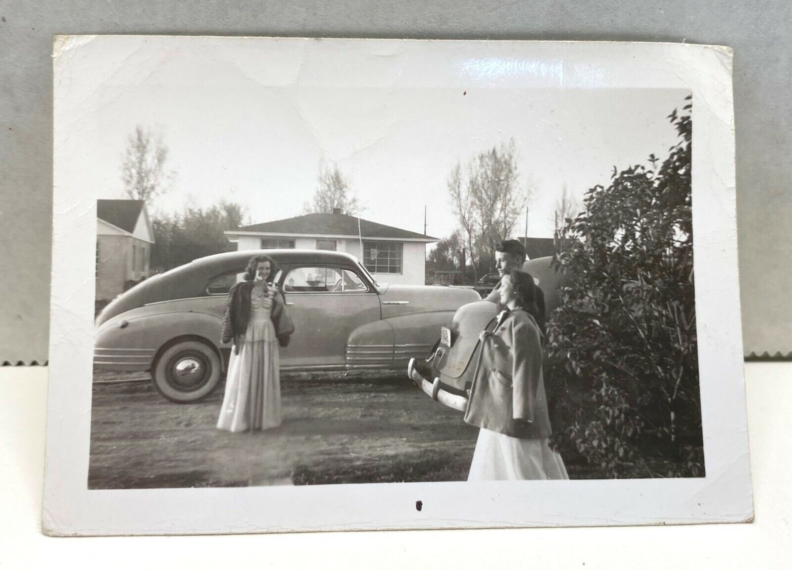 Vintage Photograph Prom Night Old Automobile 1940s