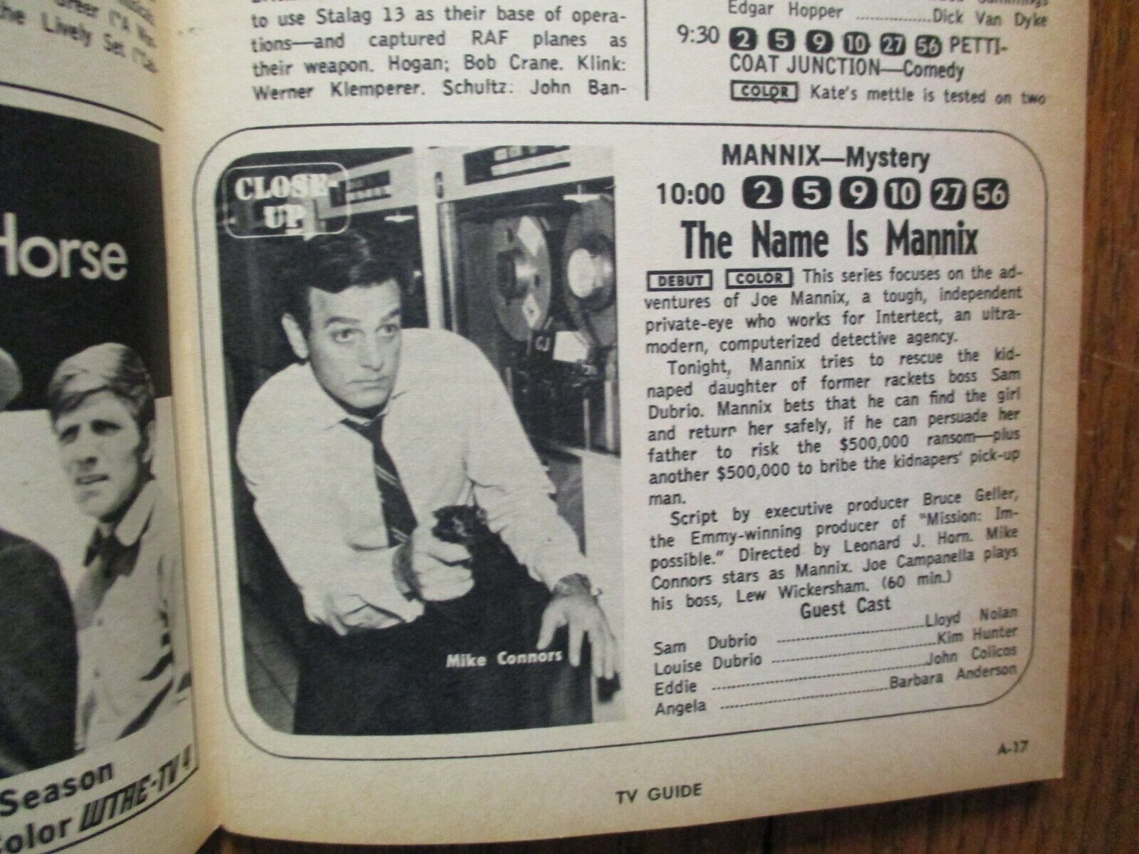 Se-1967 TV Guide(MANNIX DEBUT/MIKE CONNORS/CLAIRE BLOOM/IVAN  DIXON/RAYMOND BURR