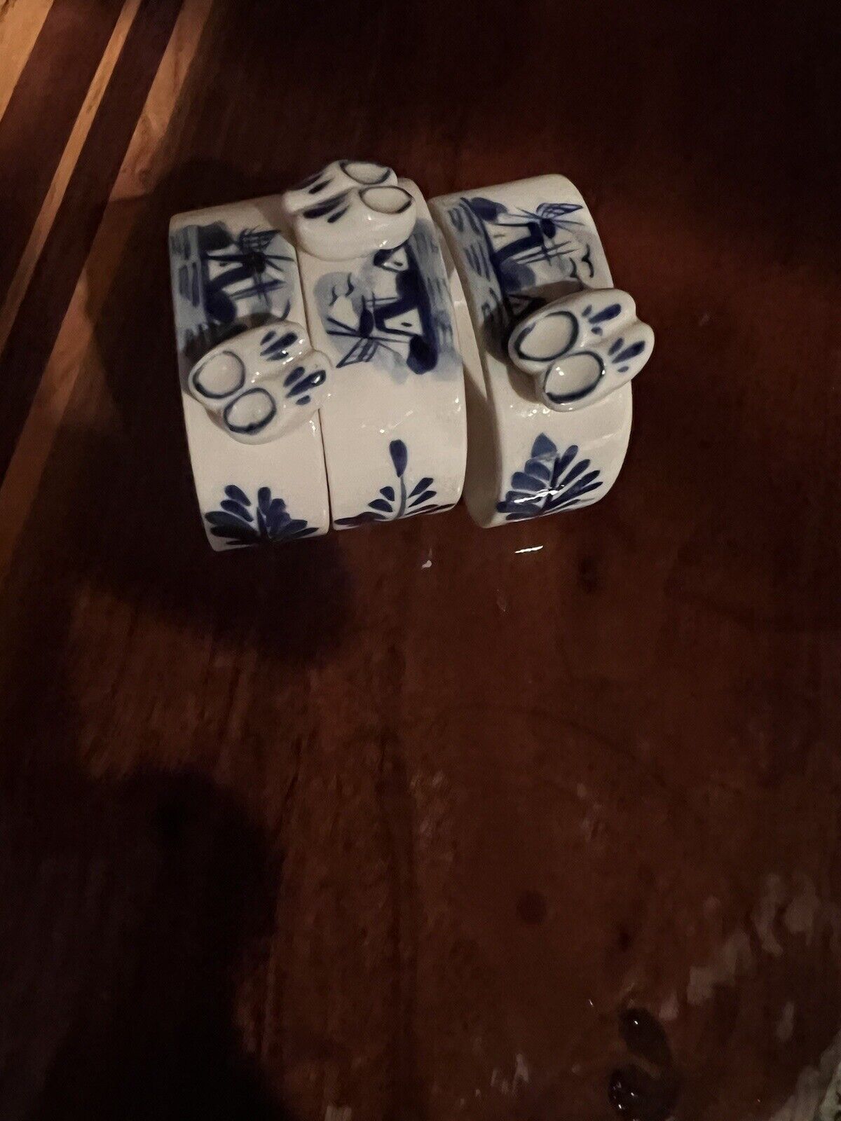 Delft Blue and White/blue Dutch Shoes Napkin Rings Holders Set of 3