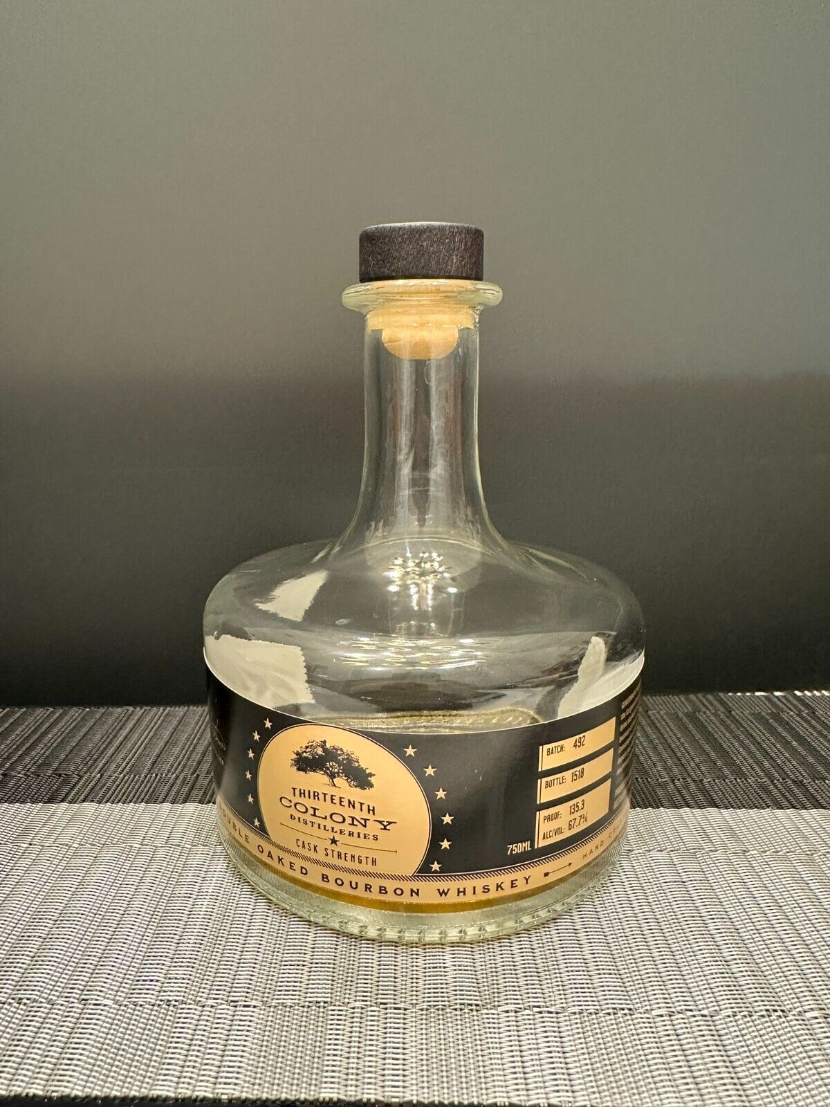 thirteenth colony bourbon bottle very rare 13th CDO unrinsed Batch 1
