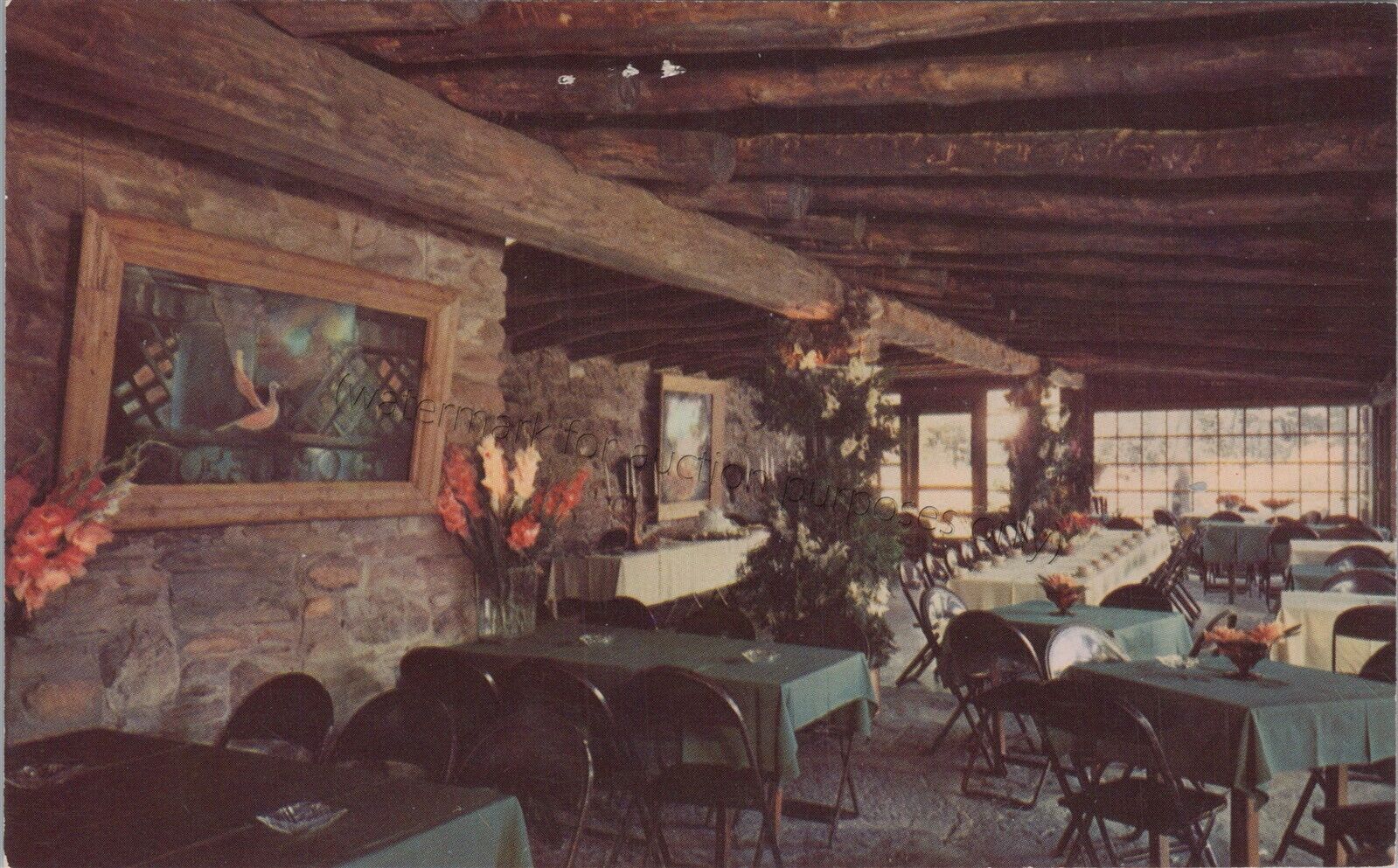 Jennerstown, PA: Green Gables Interior, Vintage Pennsylvania Restaurant Postcard