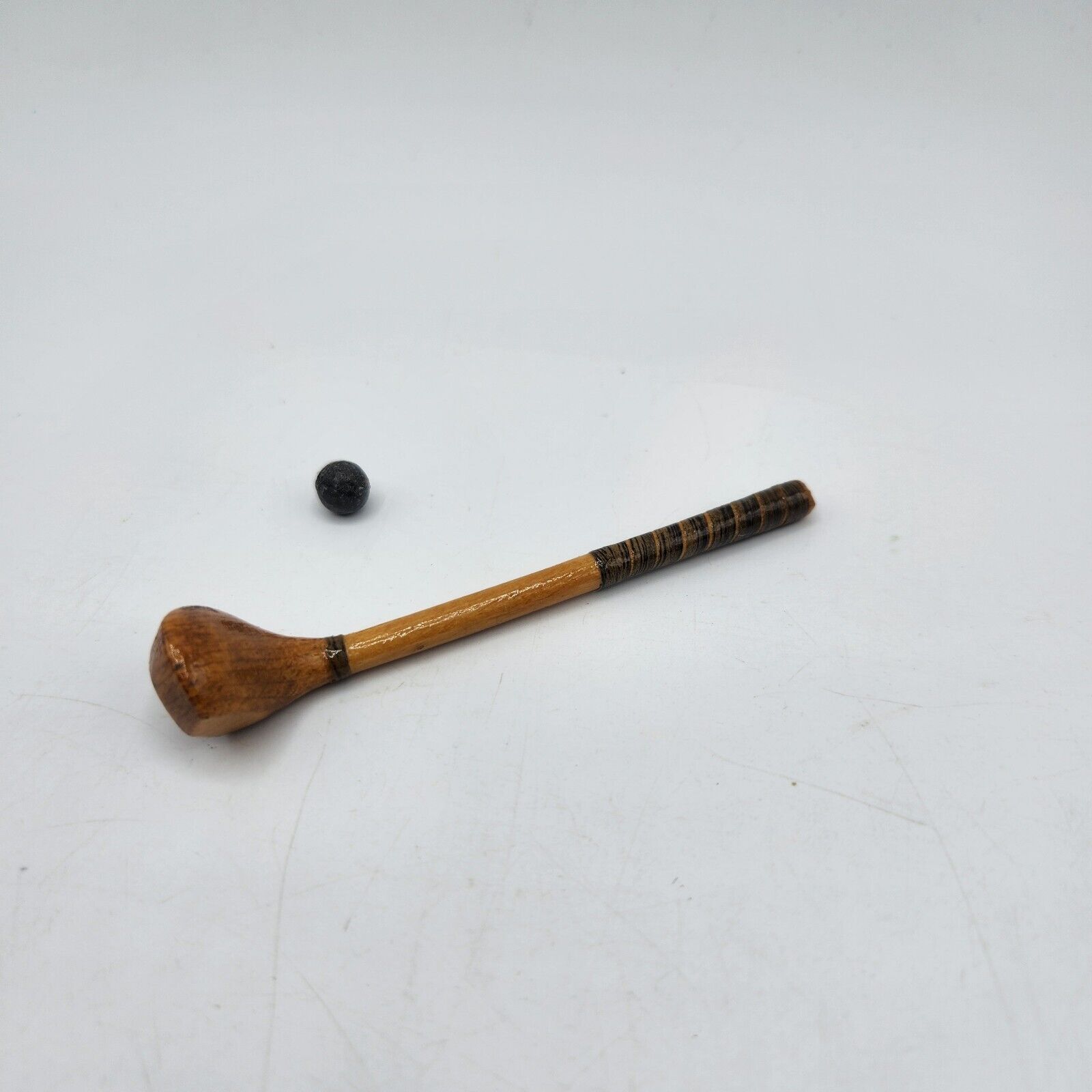 Vintage Miniature Wooden Golf Club With Metal Ball 3\