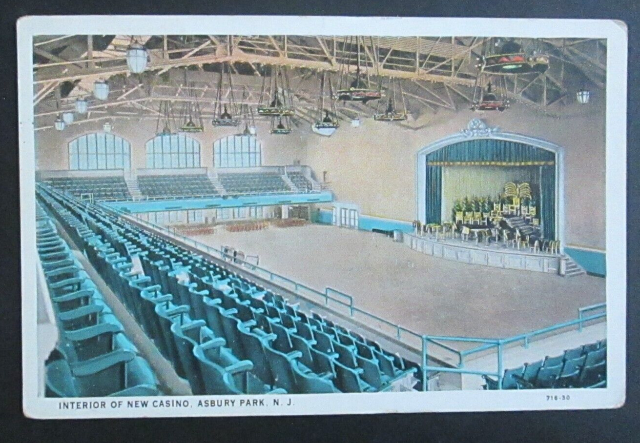 Interior of Casino Asbury Park NJ Unposted Pre Linen Postcard