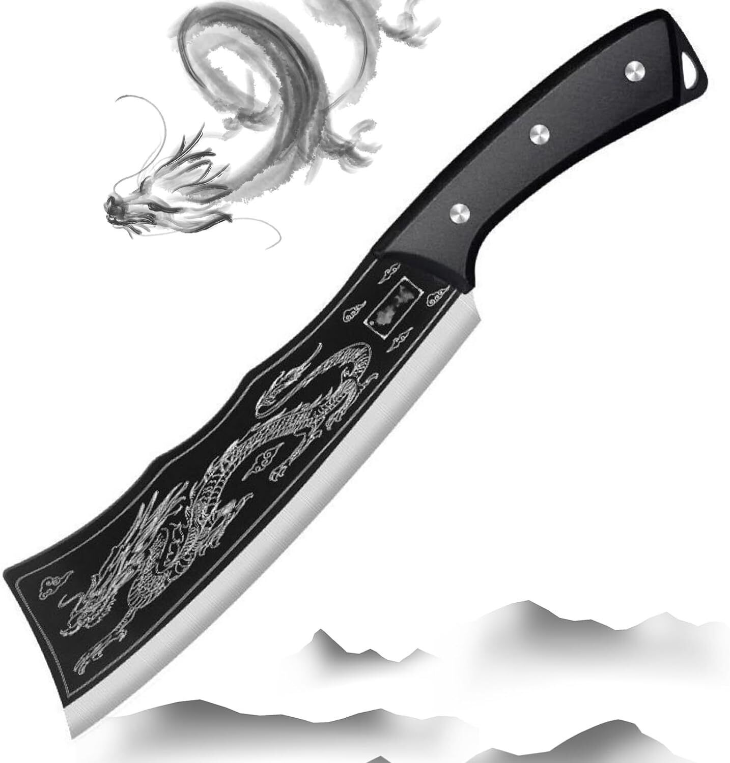 Black Dragon Handmade Dragon Dragon Slaying 8.2\'\' Sharp Meat Cleaver Durable HC 